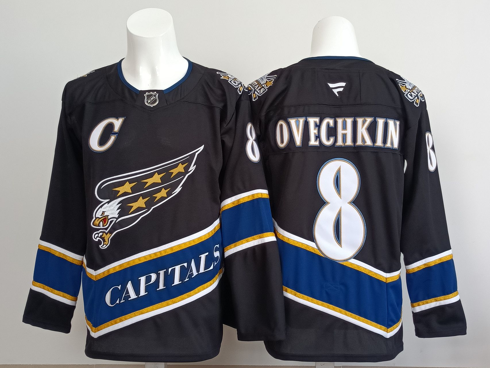 Men 2025 Washington Capitals #8 Ovechkin Black Throwback NHL Jersey style 01